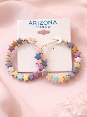 Arizona Jean Company Pastel Multicolor Star Hoop Earrings